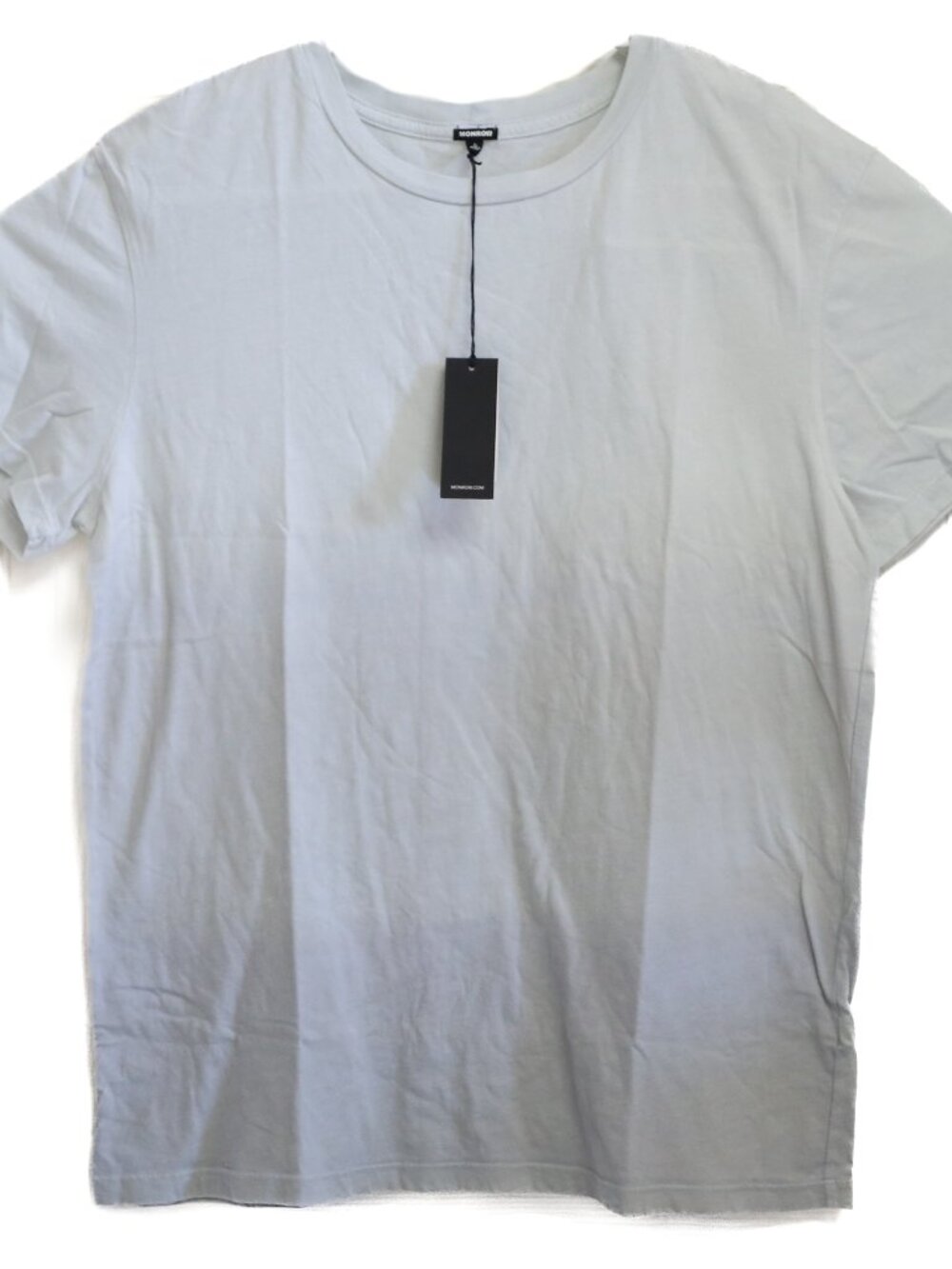 NWT Monrow Short Sleeve Ombre Gradient Gray Cotton T-Shirt Size L Crew Neck RARE